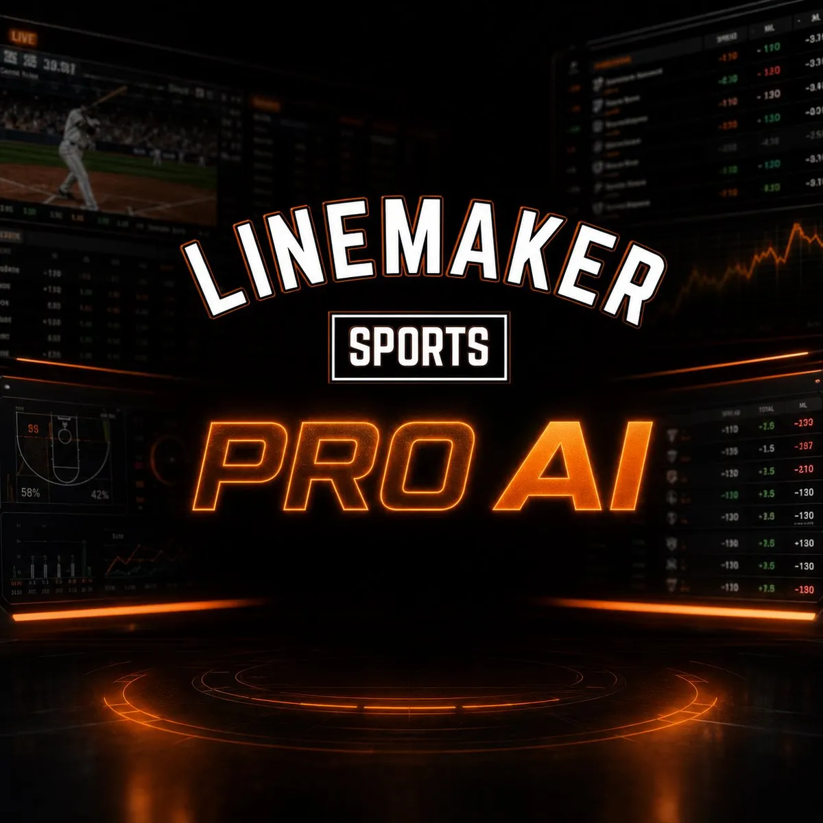 Promotional cover image for Linemaker Pro Ai, an AI-powered sports betting research and edge-finding tool.